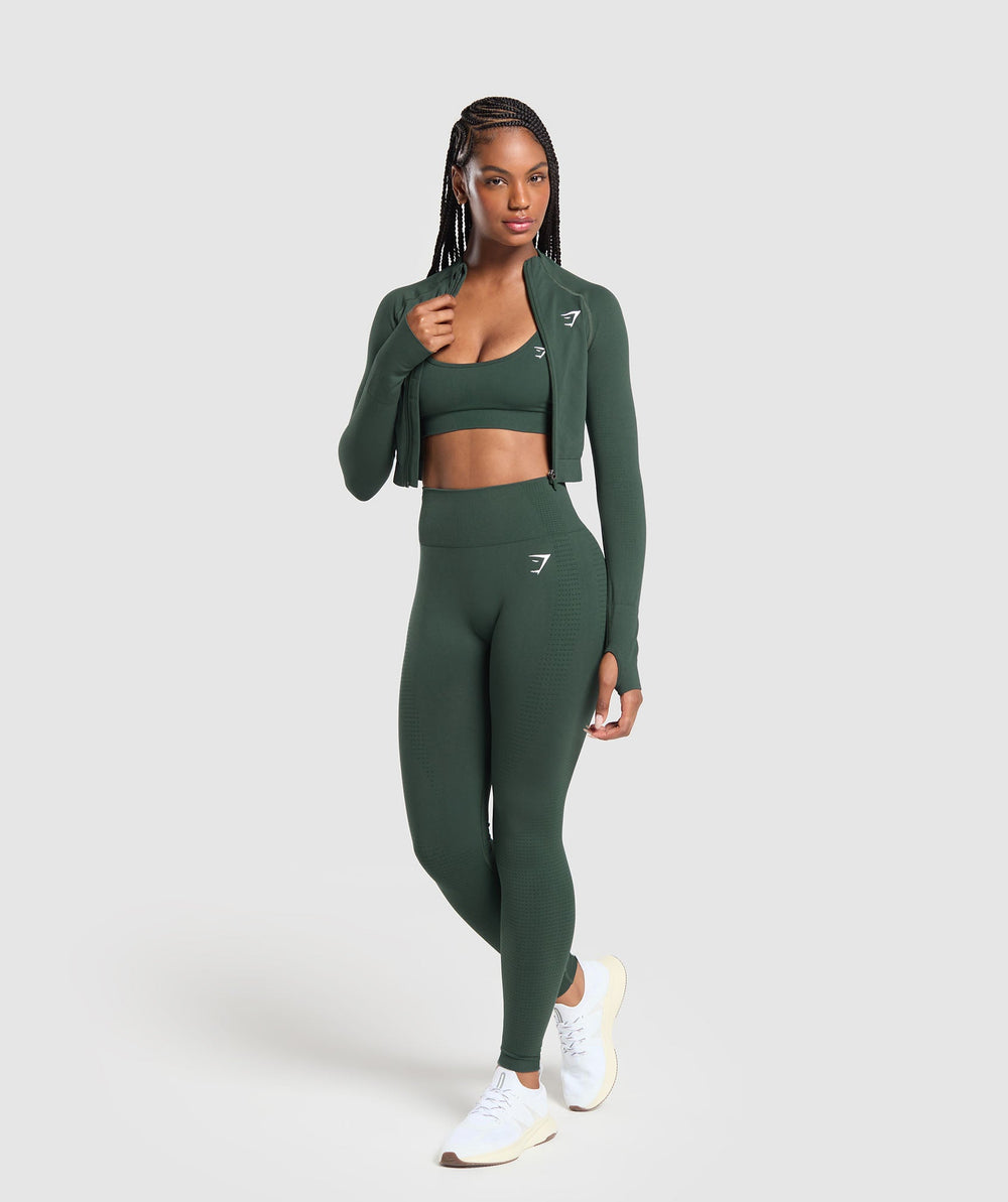 Vital Midi Zip Up Jacket - Woodland Green Marl