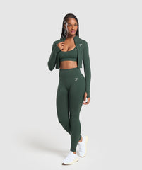 Vital Midi Zip Up Jacket - Woodland Green Marl