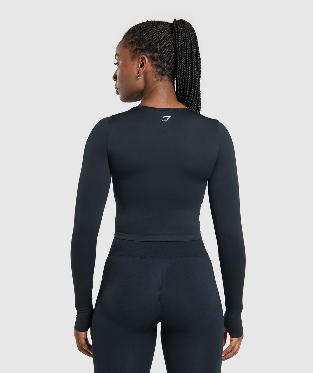 Lift Seamless Zip Up Jacket - Midnight Blue/Black Marl