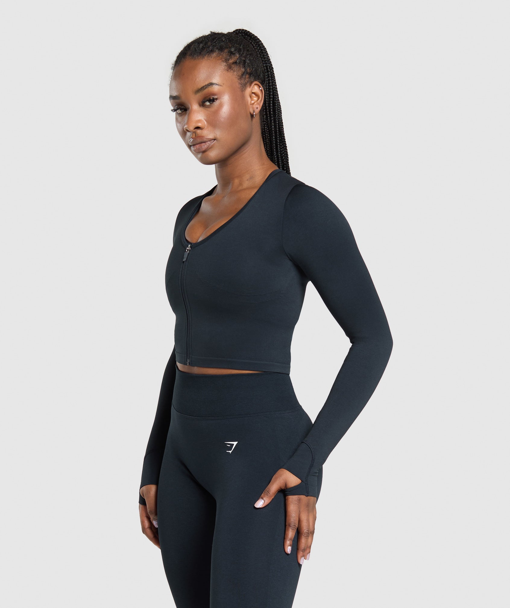 Lift Seamless Zip Up Jacket - Midnight Blue/Black Marl