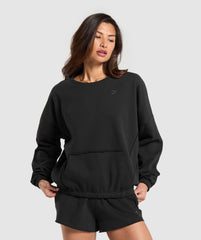 Fleece Oversized Sweatshirt - Black