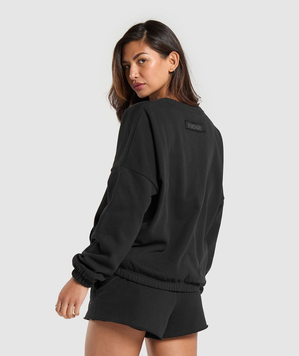 Fleece Oversized Sweatshirt - Black