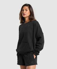 Fleece Oversized Sweatshirt - Black