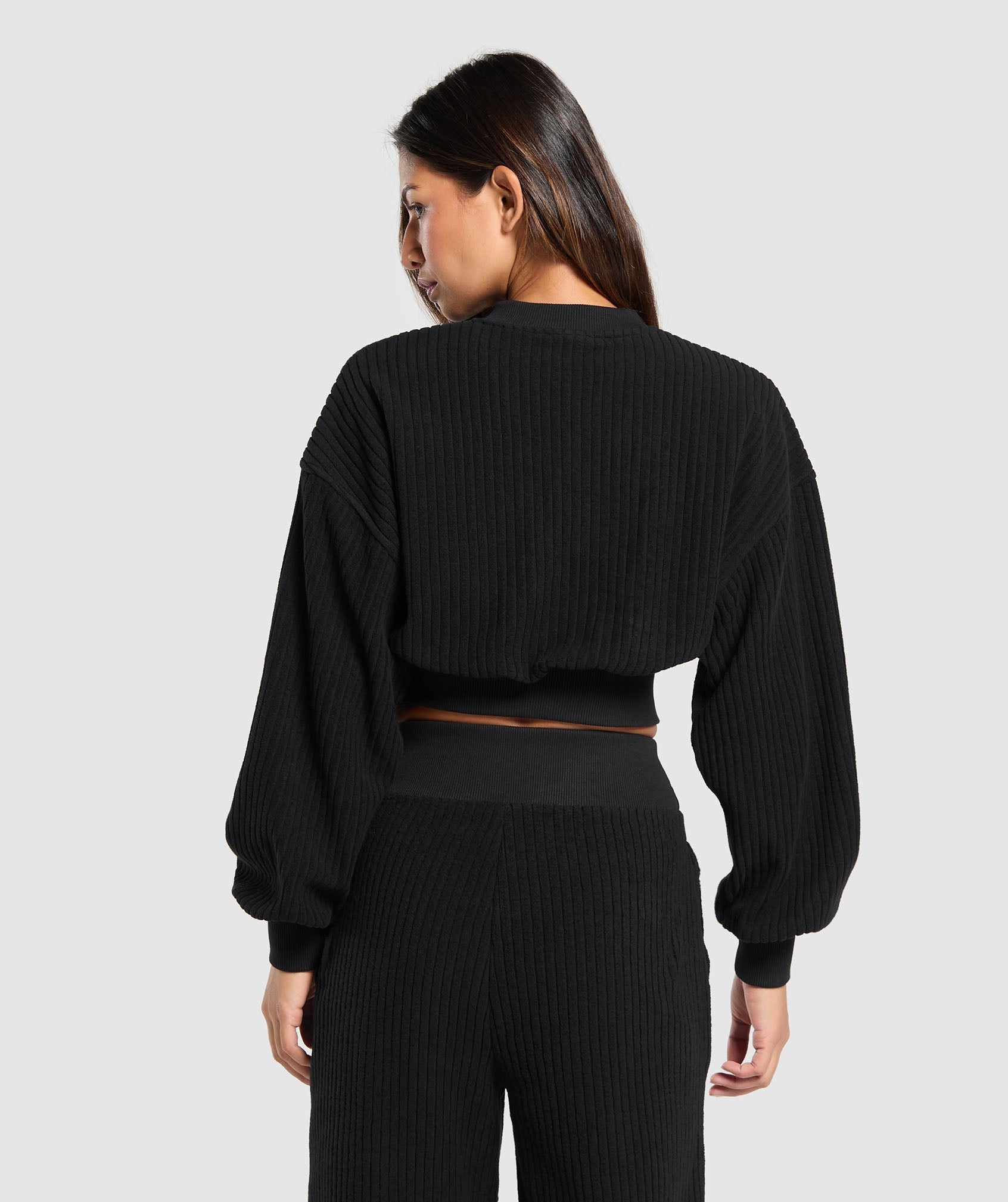 Cropped Cord Sweater - Black