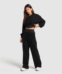 Cropped Cord Sweater - Black
