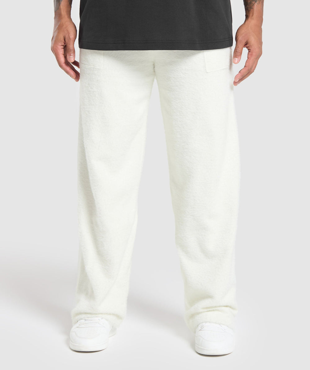 Knitted Straight Leg Joggers - Skylight White