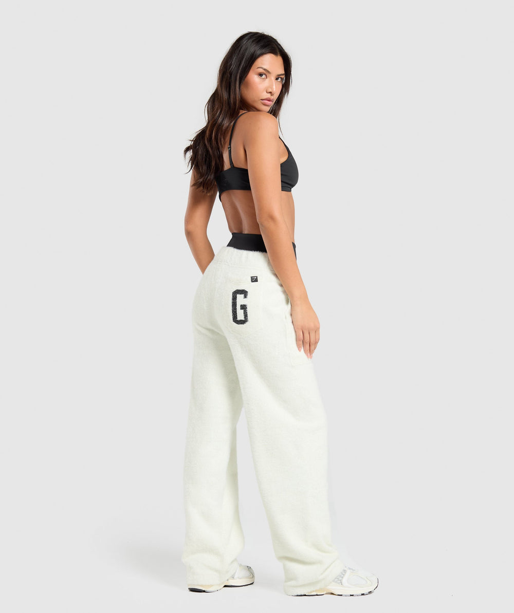 Knitted Straight Leg Joggers - Skylight White