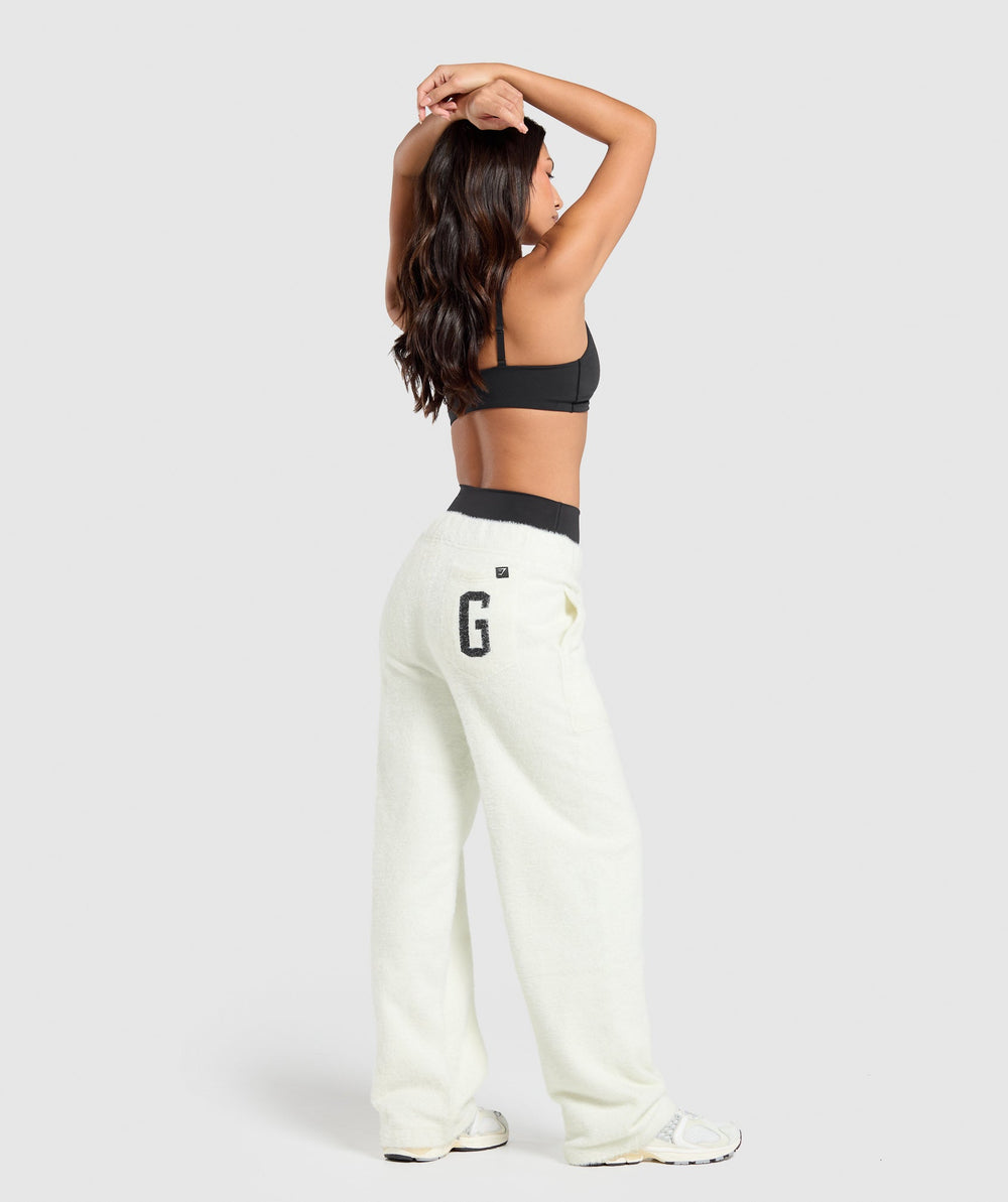Knitted Straight Leg Joggers - Skylight White