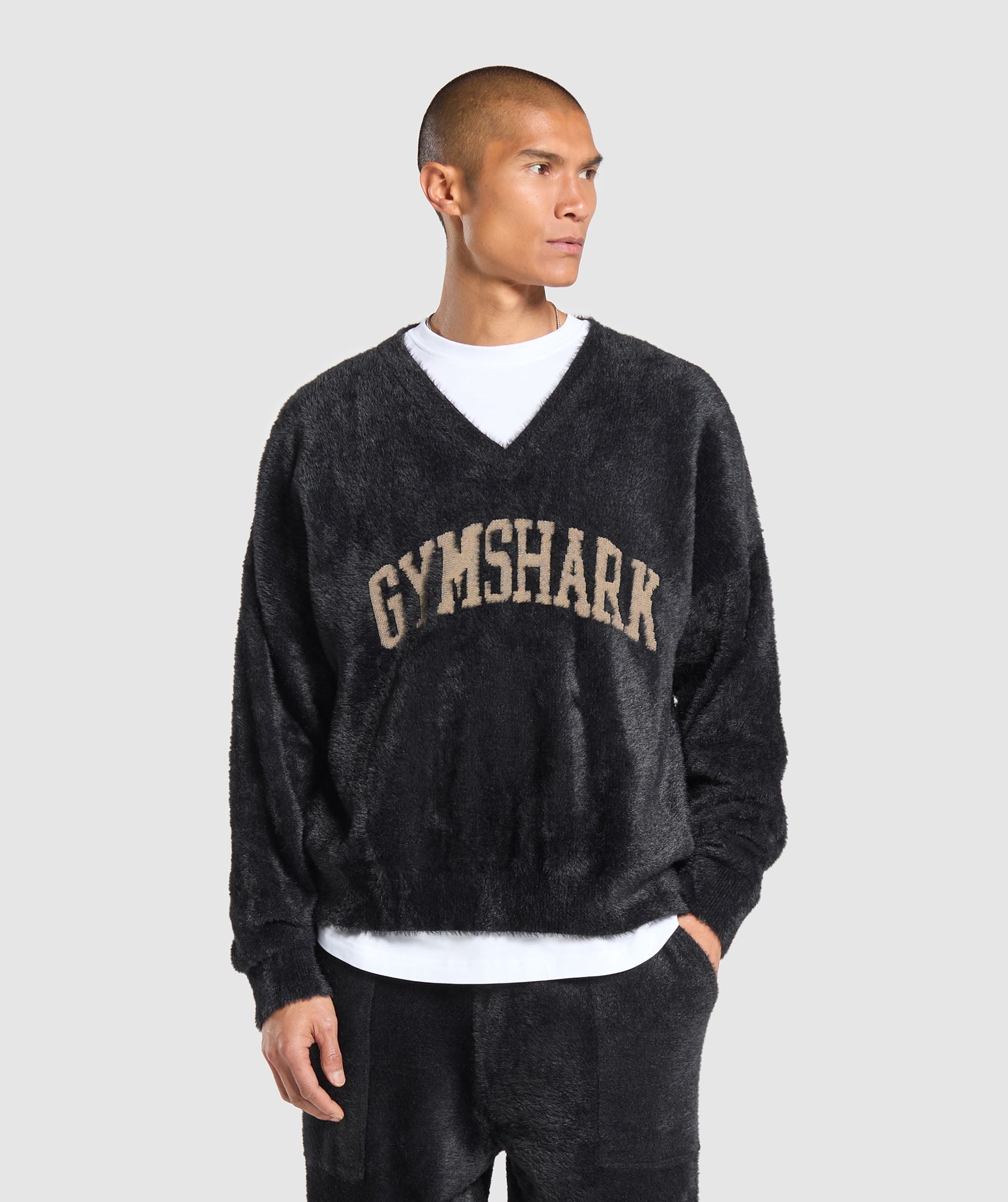 V-Neck Knitted Jumper - Black