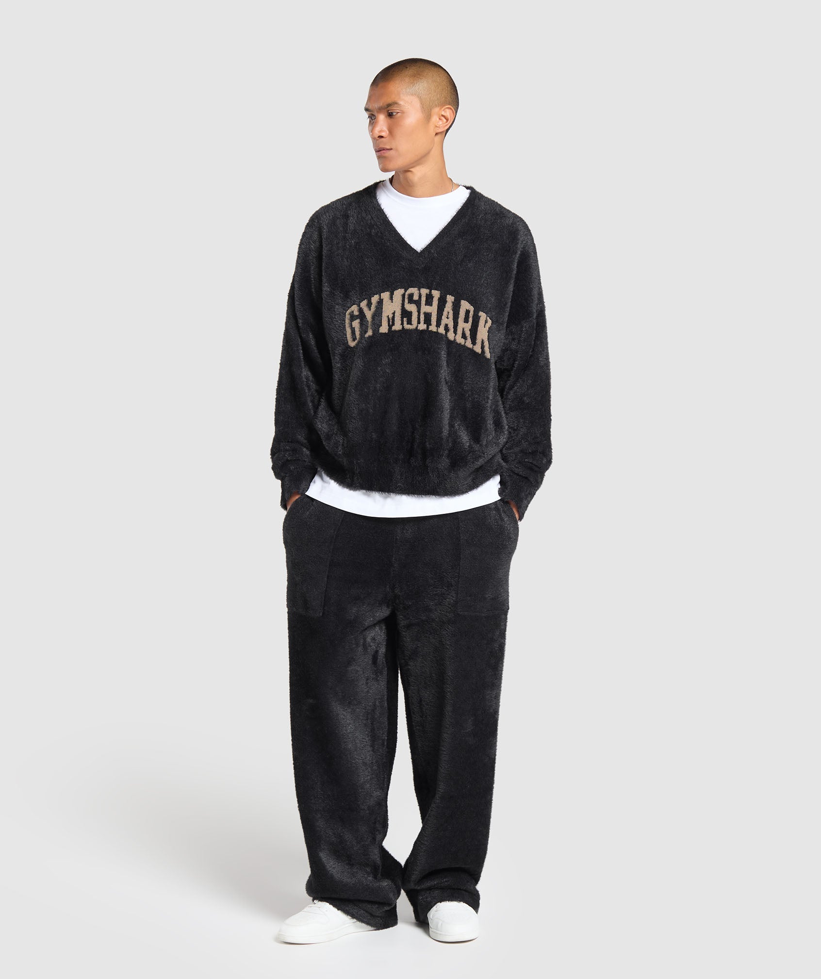 V-Neck Knitted Jumper - Black