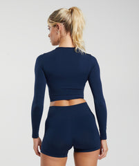 Everyday Seamless Long Sleeve Crop Top - Navy