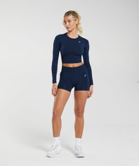 Everyday Seamless Long Sleeve Crop Top - Navy