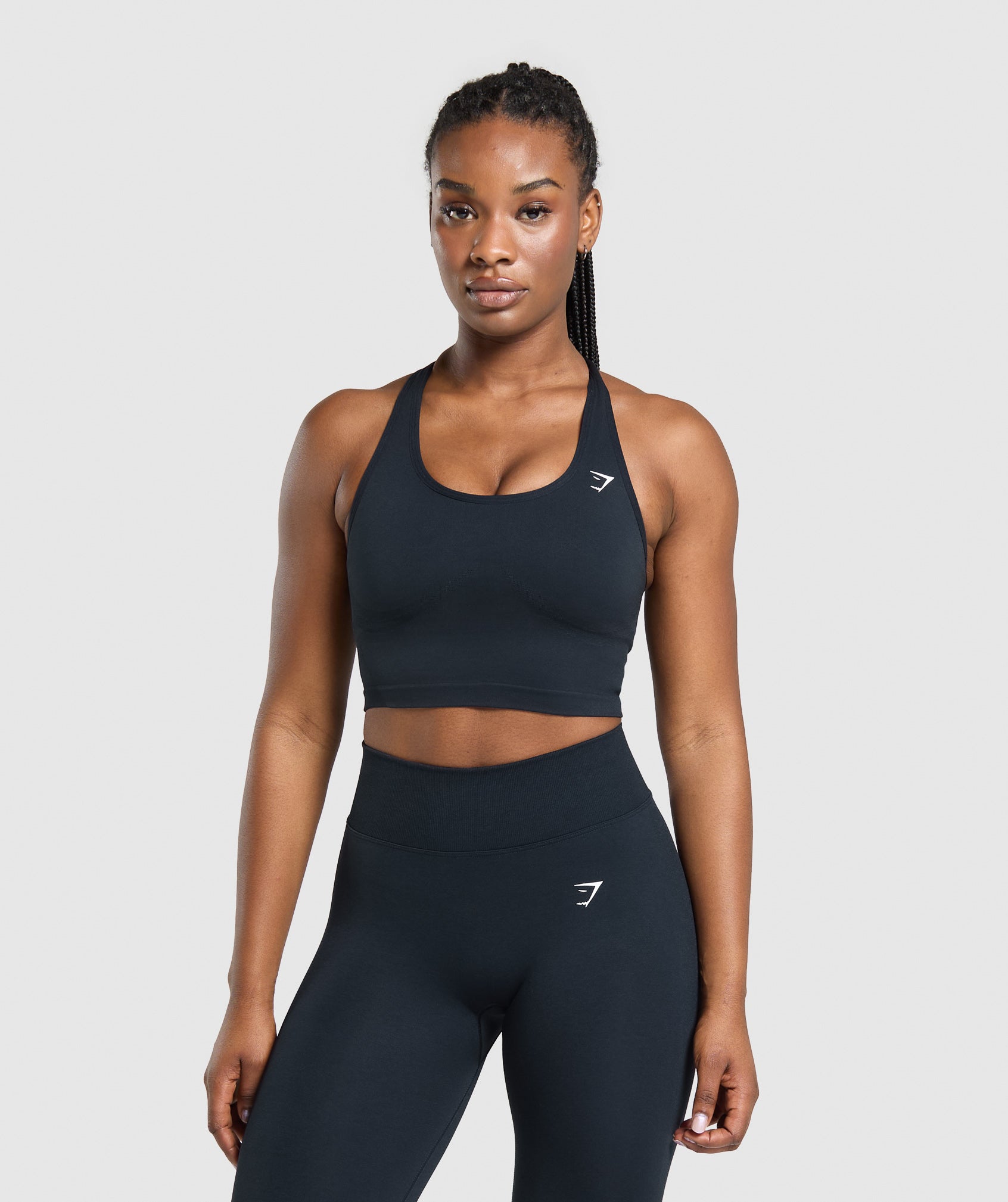 Lift Seamless Midi Tank With Shelf - Midnight Blue/Black Marl