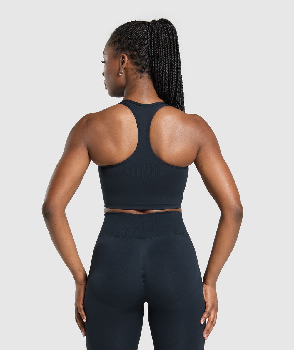 Lift Seamless Midi Tank With Shelf - Midnight Blue/Black Marl