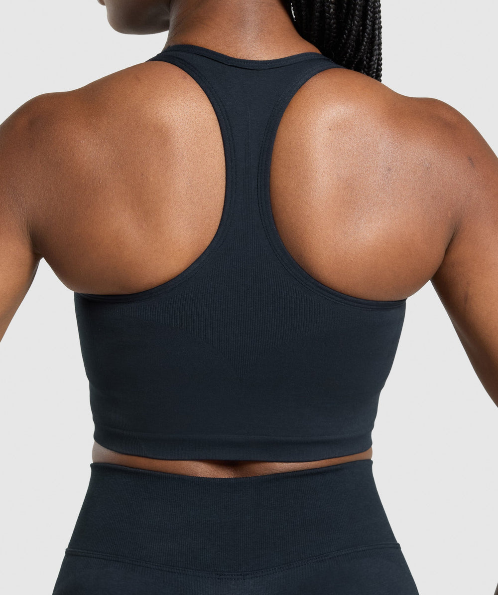 Lift Seamless Midi Tank With Shelf - Midnight Blue/Black Marl