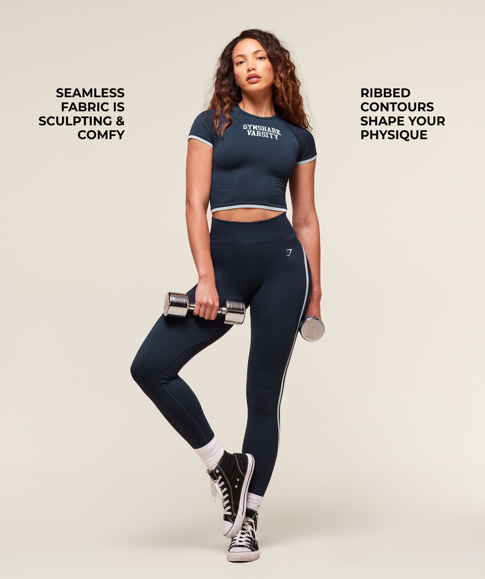 Lift Varsity Seamless Midi T-Shirt - Heavy Blue