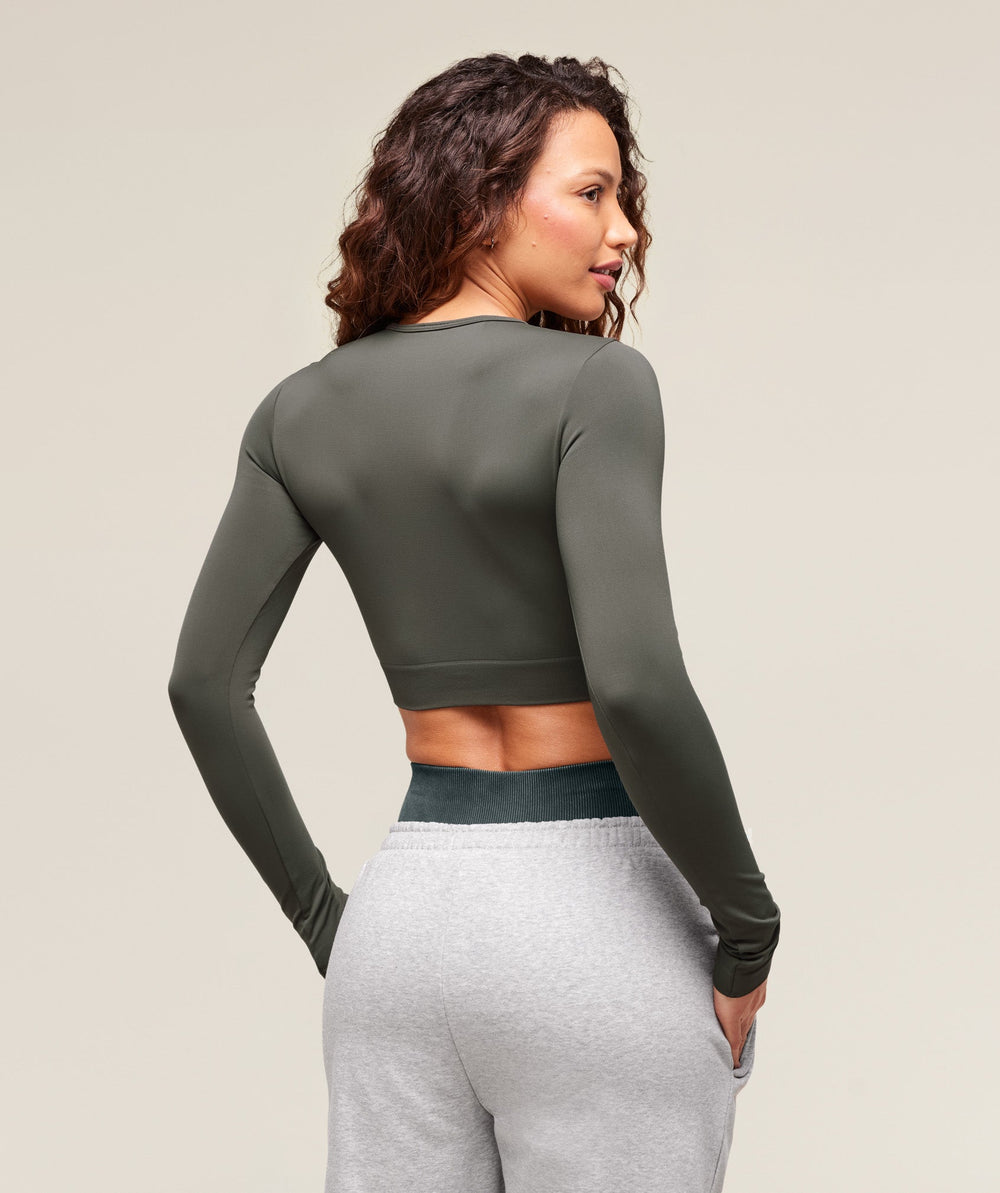 Everyday Seamless Long Sleeve Crop Top - Strength Green