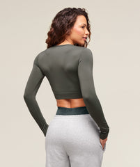 Everyday Seamless Long Sleeve Crop Top - Strength Green