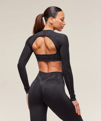 Adapt X Whitney Animal Seamless Long Sleeve Top - Black/Asphalt Grey
