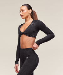 Adapt X Whitney Animal Seamless Long Sleeve Top - Black/Asphalt Grey