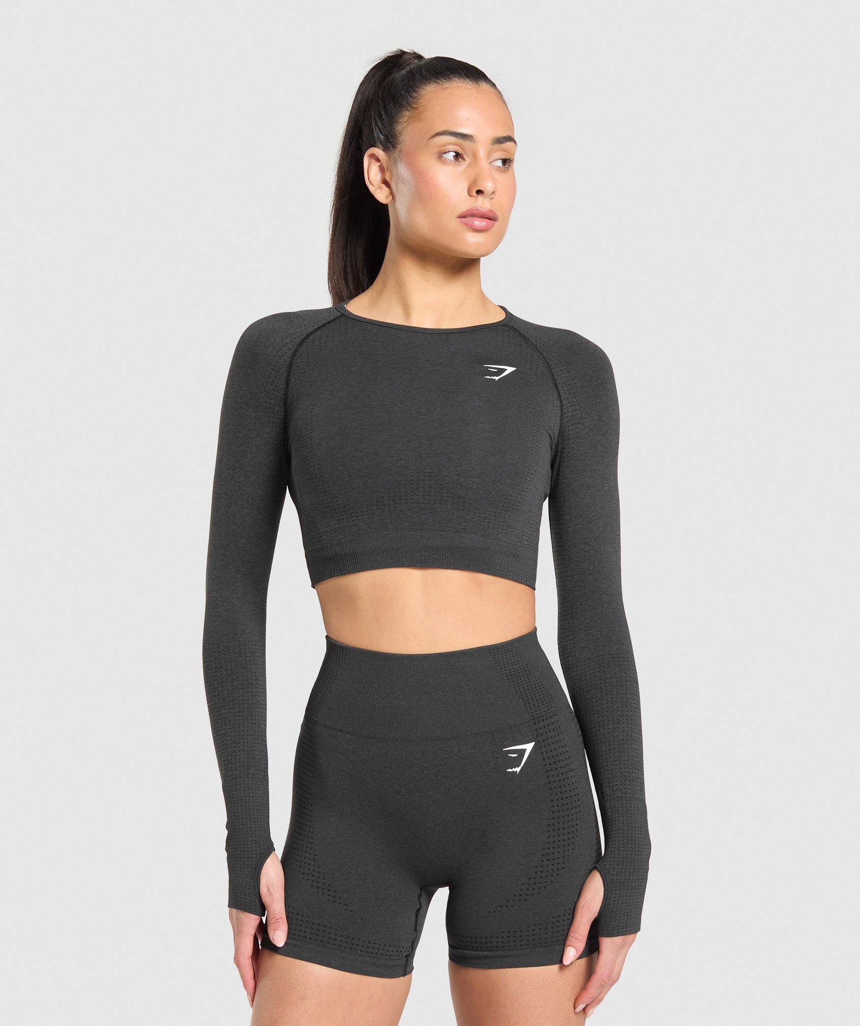 Vital Crop Top - Black Marl