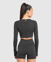 Vital Crop Top - Black Marl
