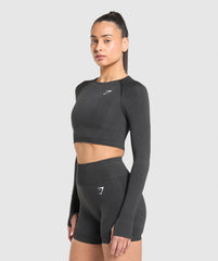 Vital Crop Top - Black Marl