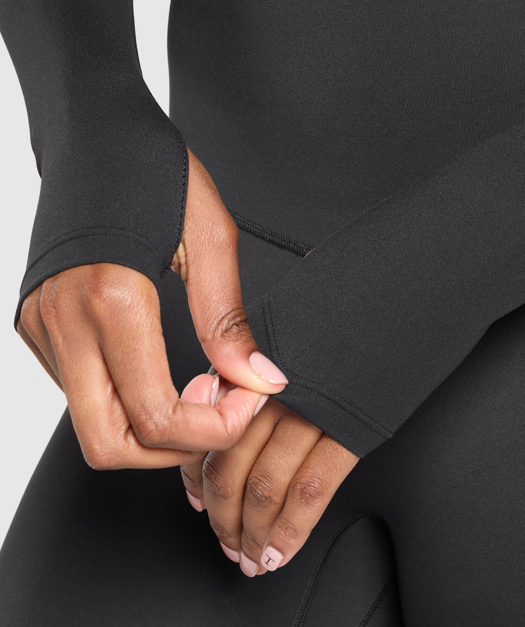 Ruched Long Sleeve Top - Black