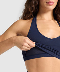Vital Halter Neck Tank With Shelf - Heavy Blue Marl