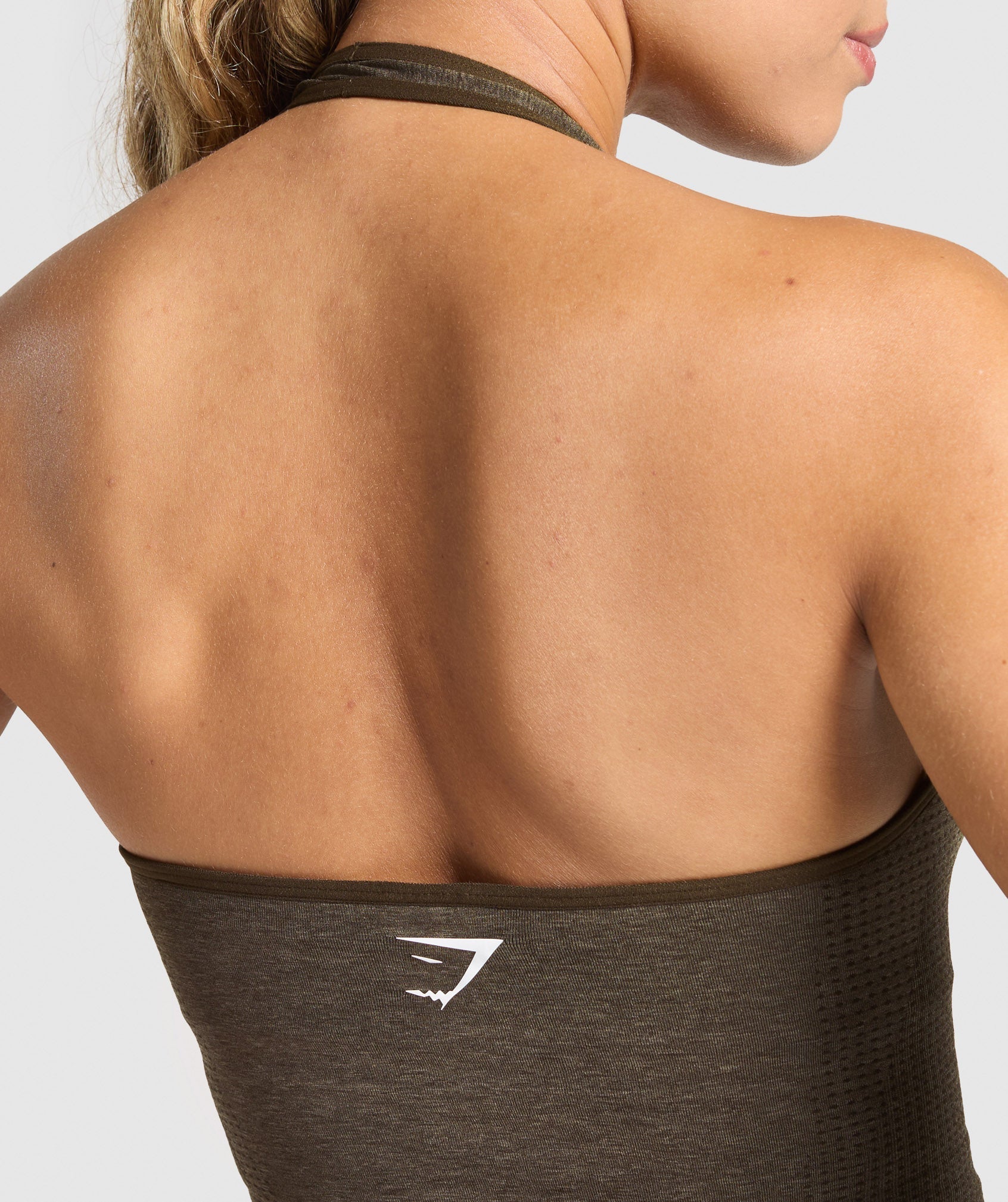 Vital Halter Neck Tank With Shelf - Penny Brown Marl