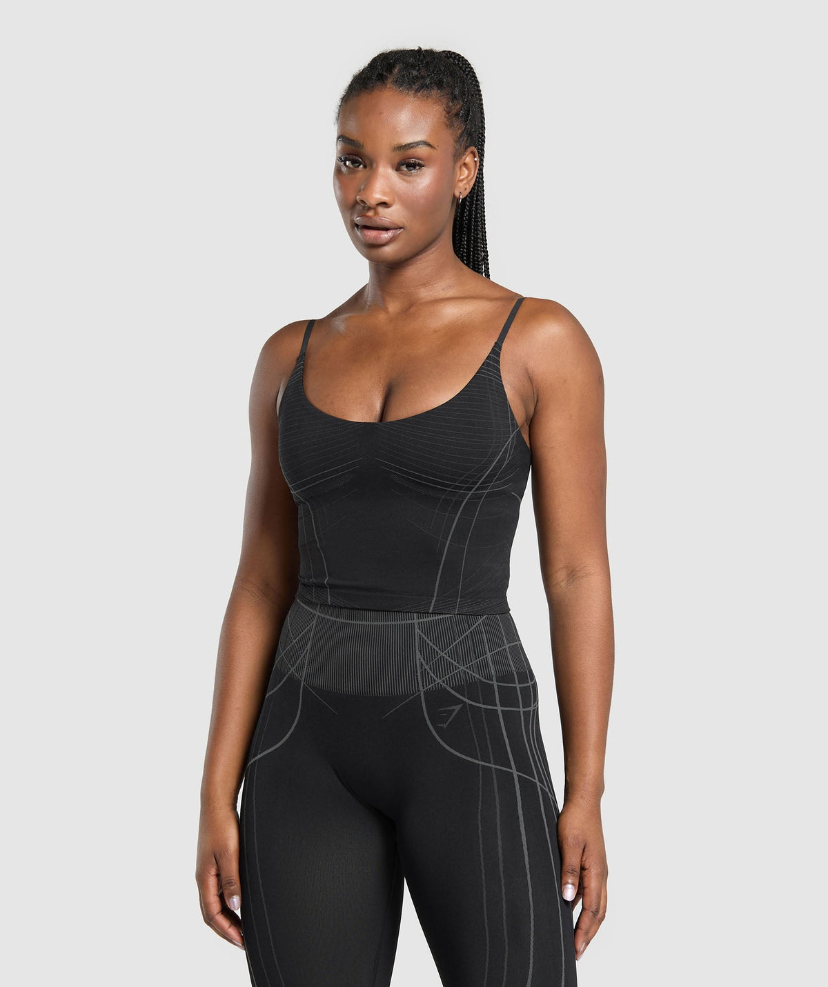 Apex Seamless Midi Tank With Shelf - Black/Graphite Grey