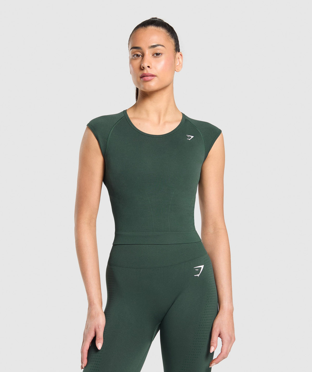 Vital Scoop Neck Top - Woodland Green Marl