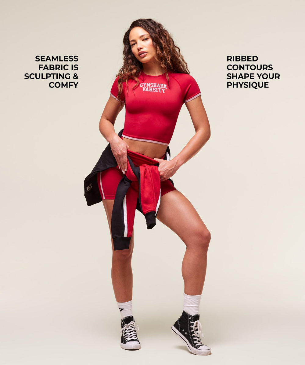 Lift Varsity Seamless Midi T-Shirt - Carmine Red