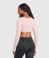Ruched Long Sleeve Top - Muted Pink