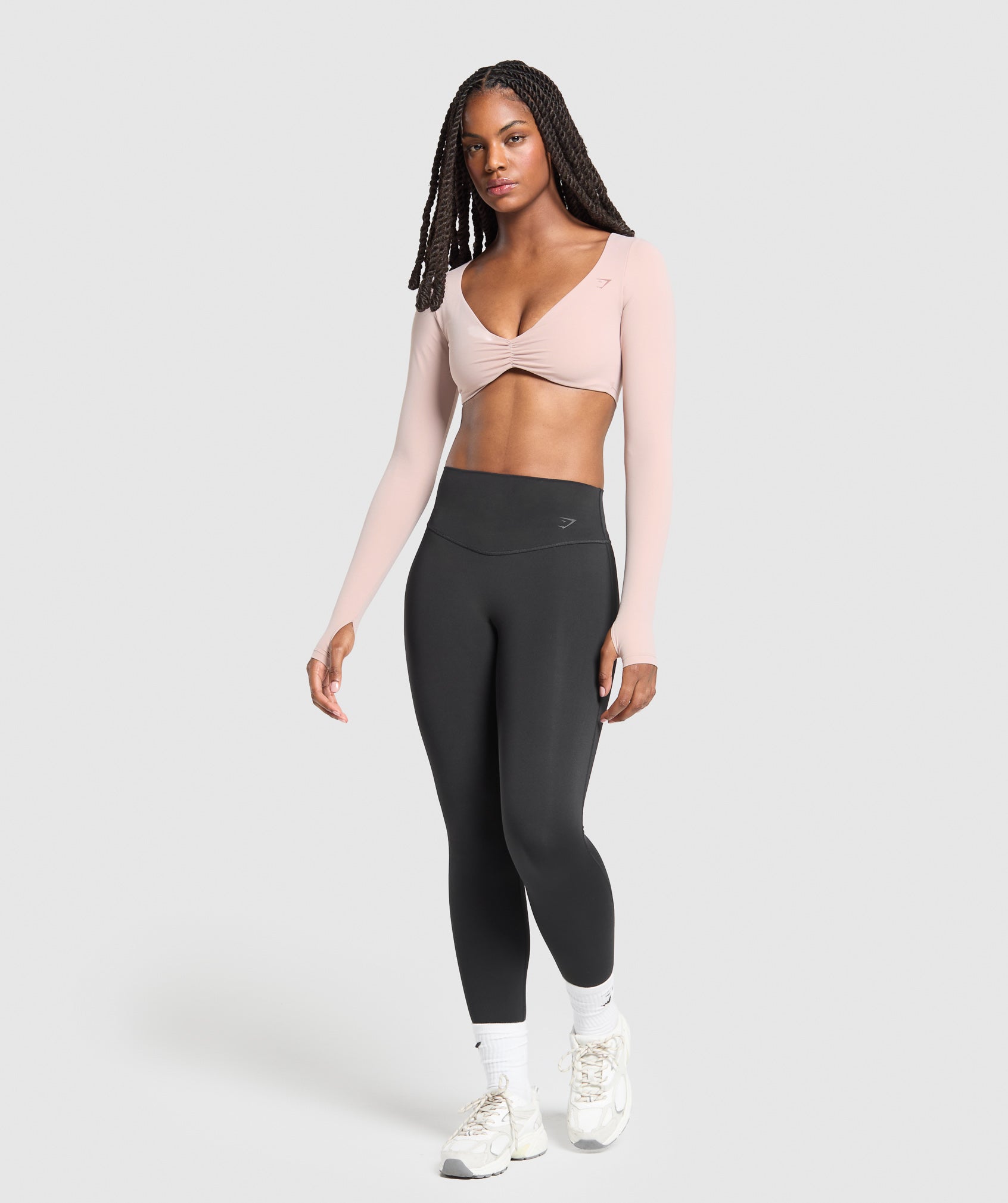 Ruched Long Sleeve Top - Muted Pink