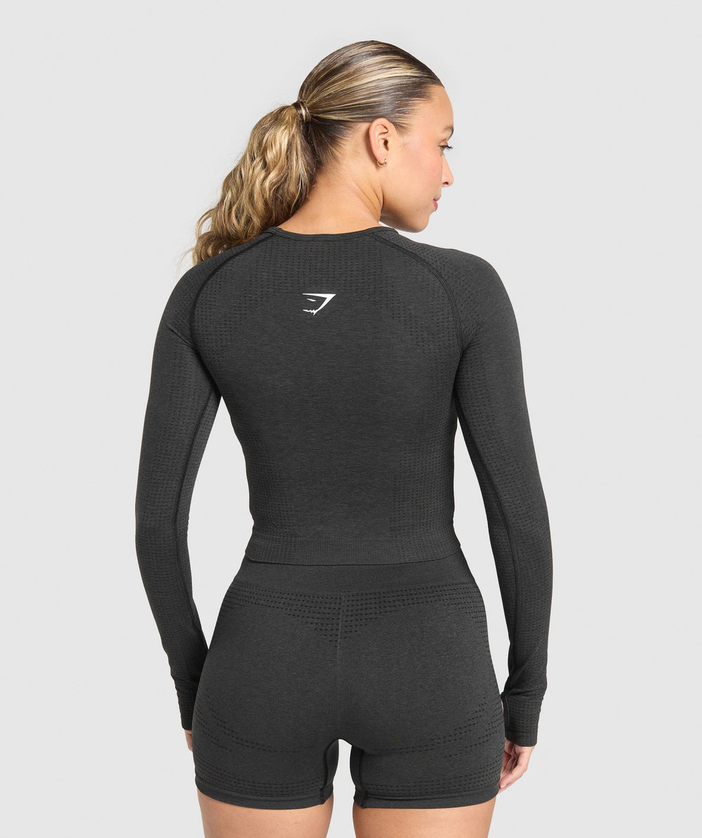 Vital Long Sleeve Cut Out Top - Black Marl