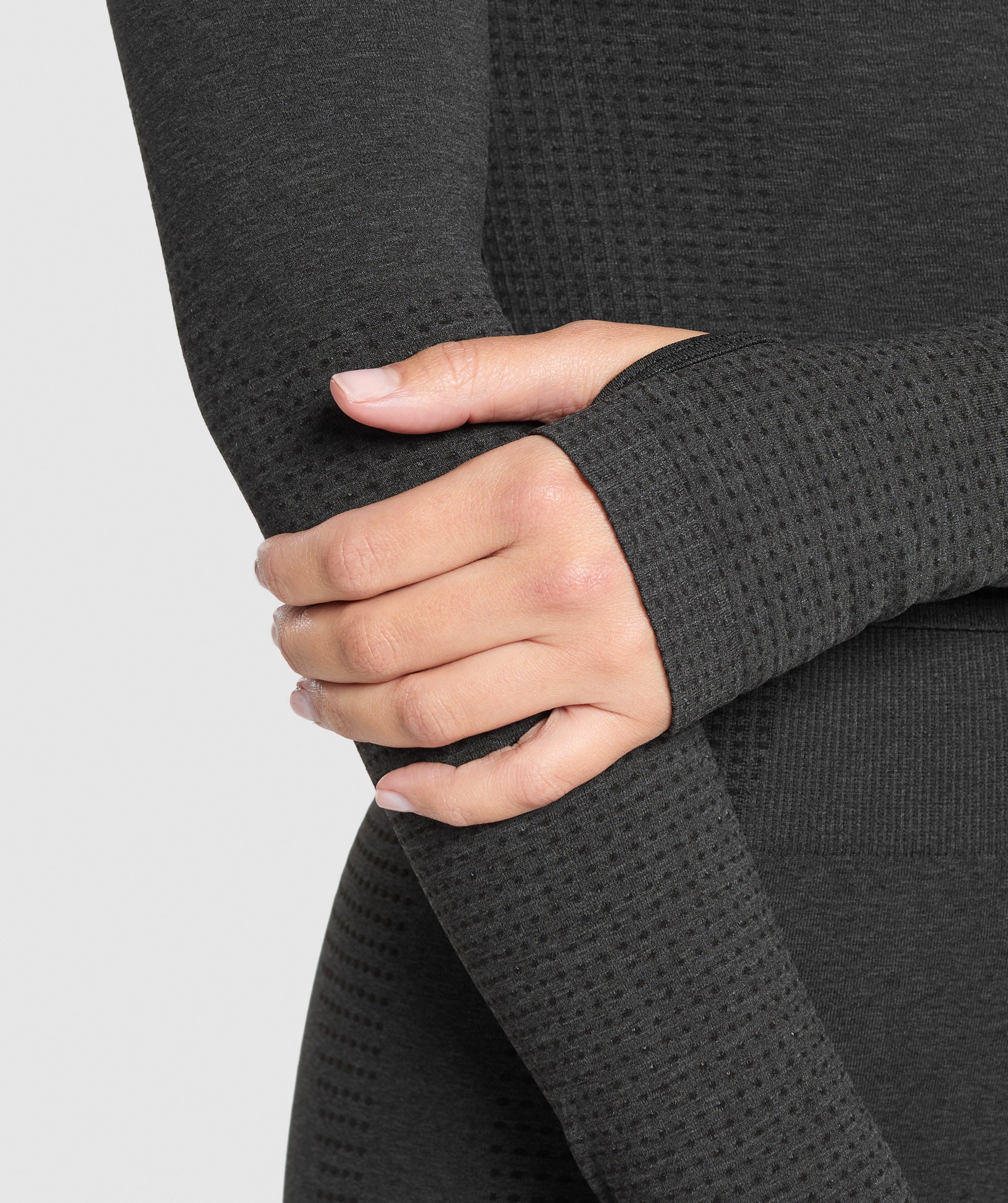 Vital Long Sleeve Cut Out Top - Black Marl