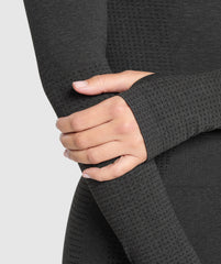 Vital Long Sleeve Cut Out Top - Black Marl
