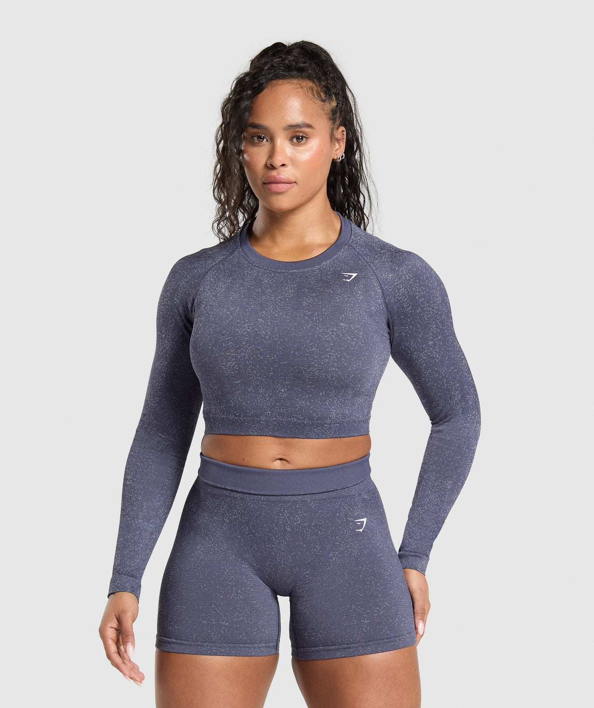 Adapt Fleck Seamless Long Sleeve Crop Top - Weighted Purple/Metal Purple