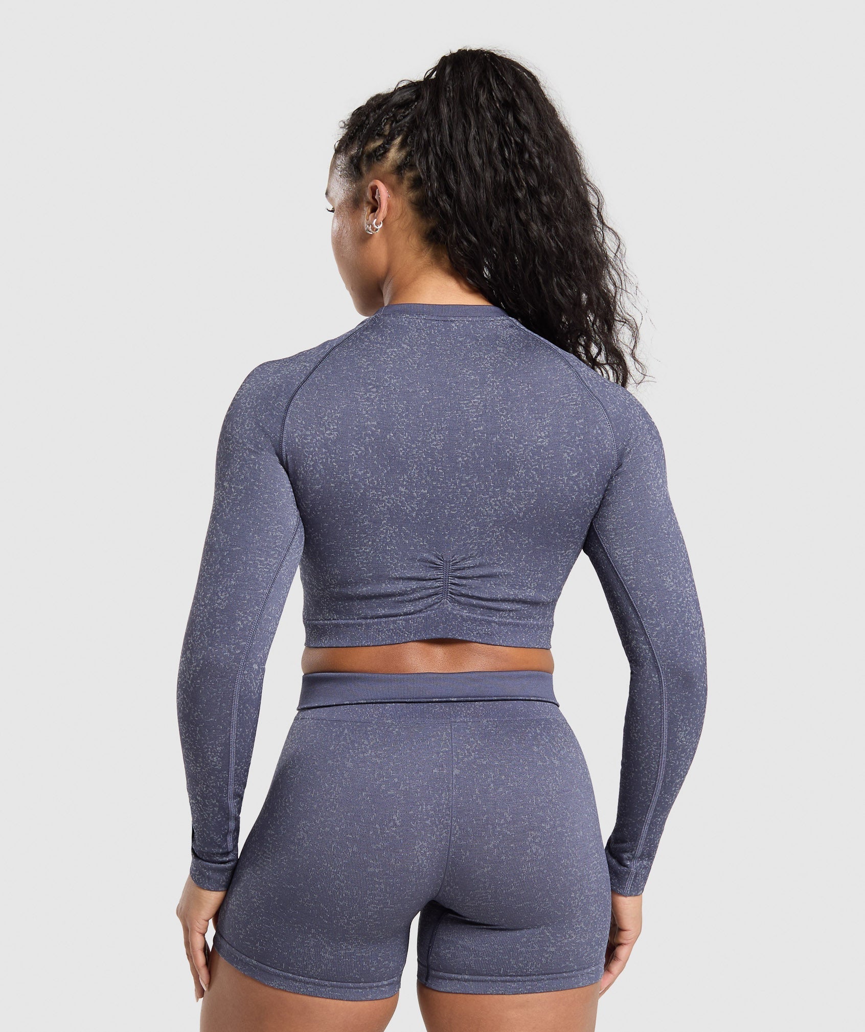 Adapt Fleck Seamless Long Sleeve Crop Top - Weighted Purple/Metal Purple