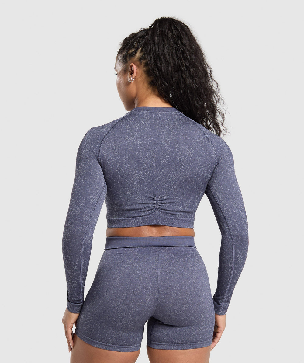 Adapt Fleck Seamless Long Sleeve Crop Top - Weighted Purple/Metal Purple