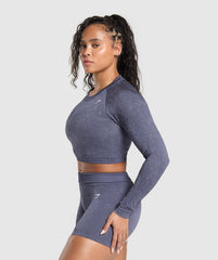 Adapt Fleck Seamless Long Sleeve Crop Top - Weighted Purple/Metal Purple