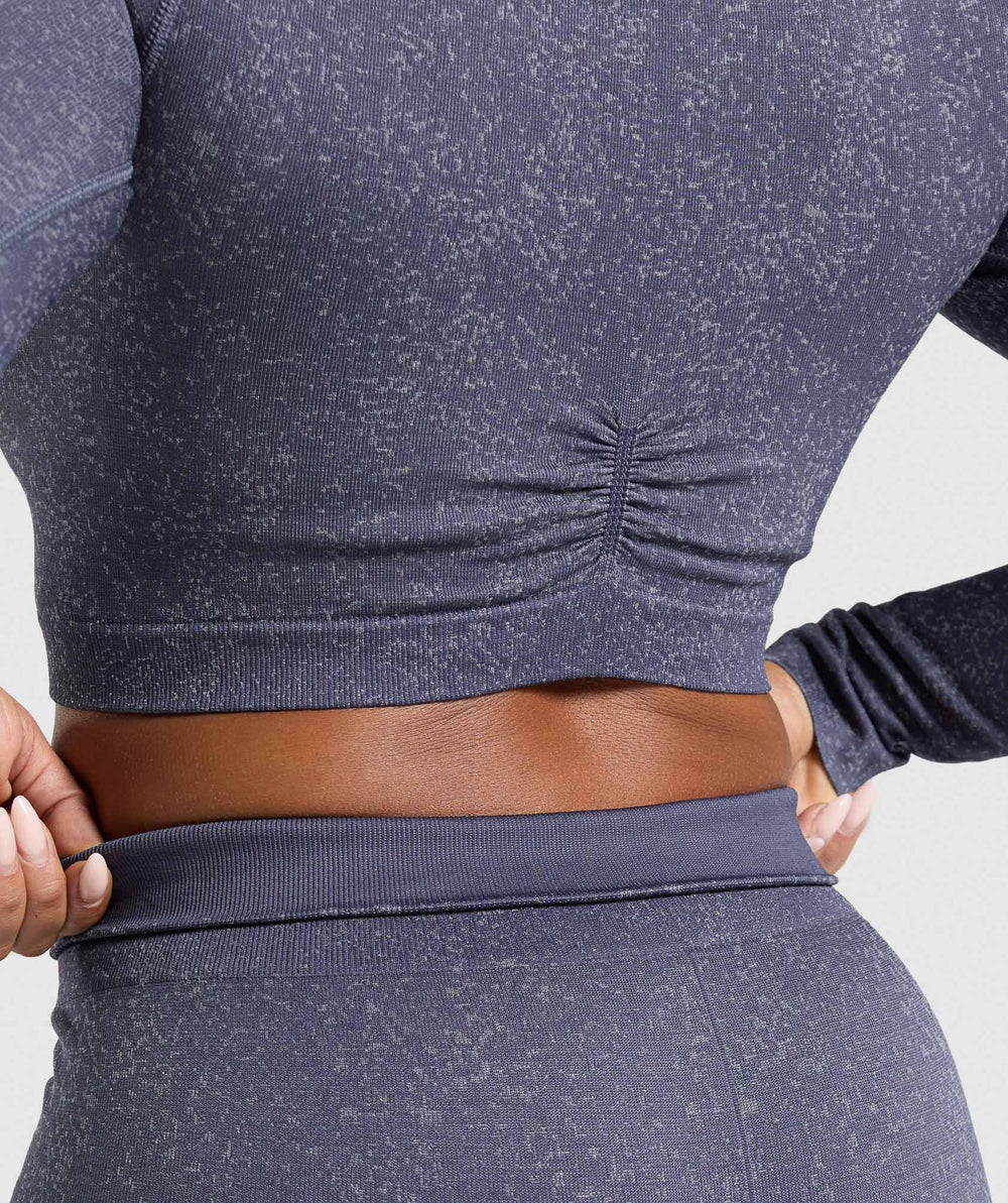 Adapt Fleck Seamless Long Sleeve Crop Top - Weighted Purple/Metal Purple