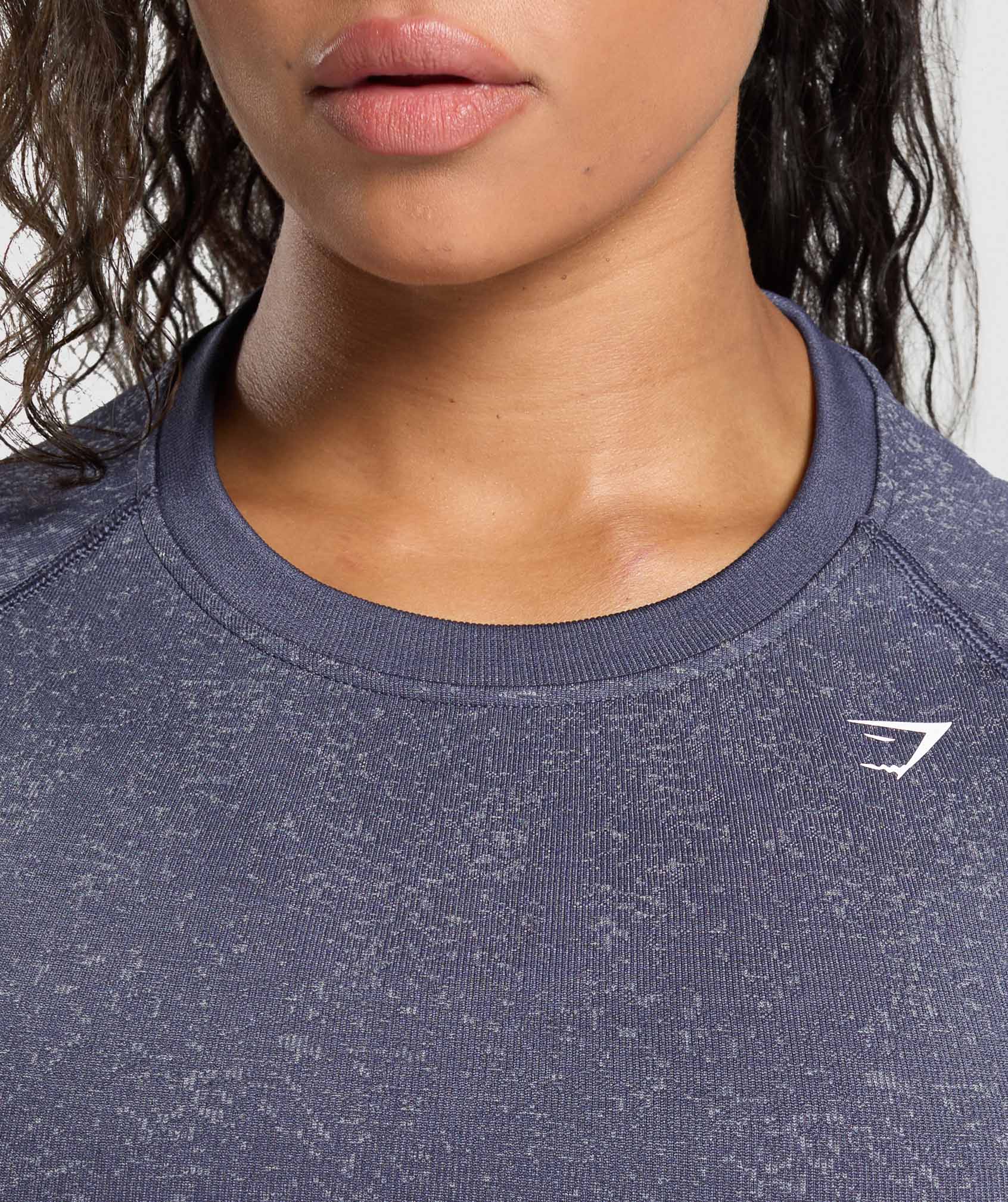 Adapt Fleck Seamless Long Sleeve Crop Top - Weighted Purple/Metal Purple