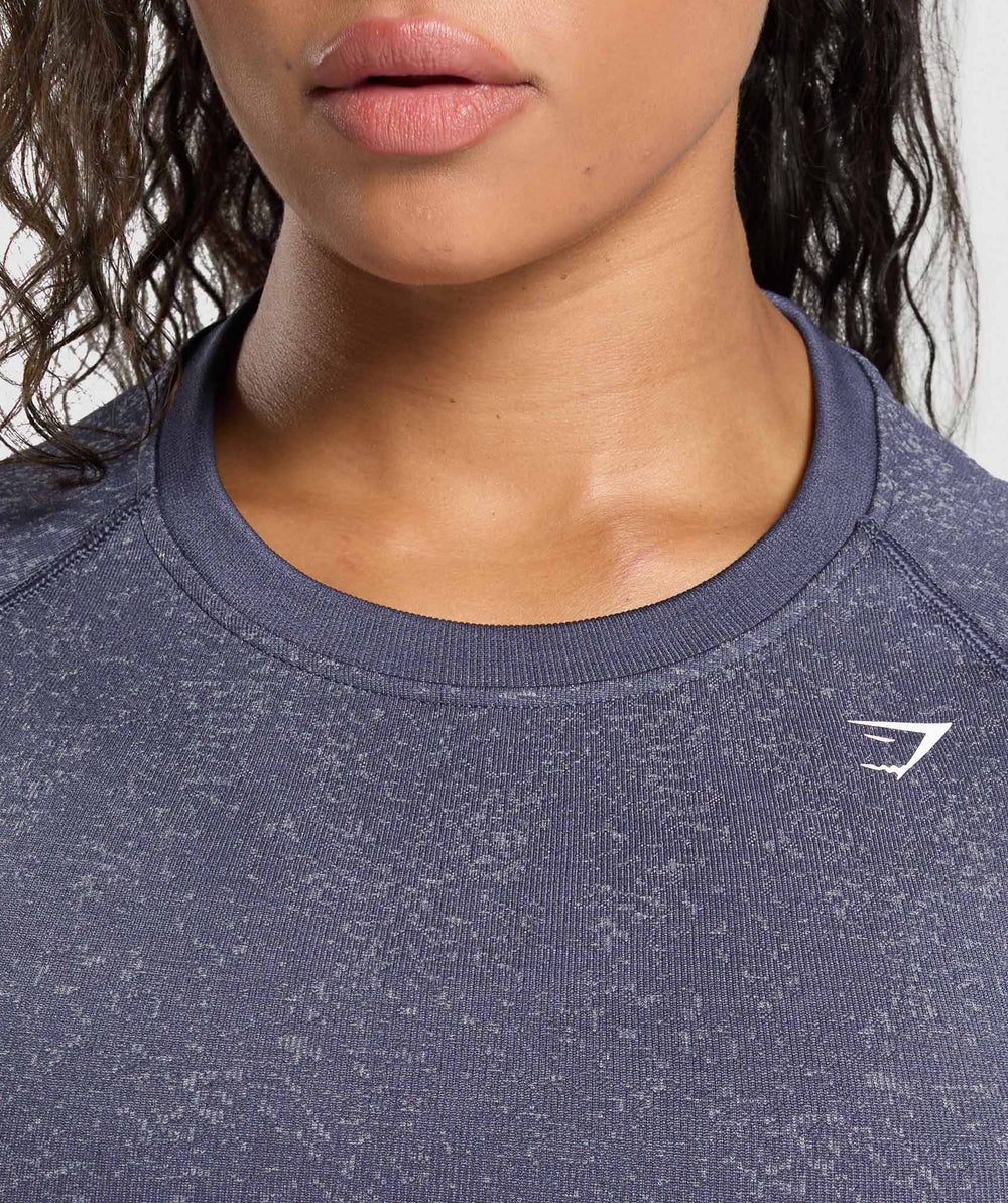 Adapt Fleck Seamless Long Sleeve Crop Top - Weighted Purple/Metal Purple
