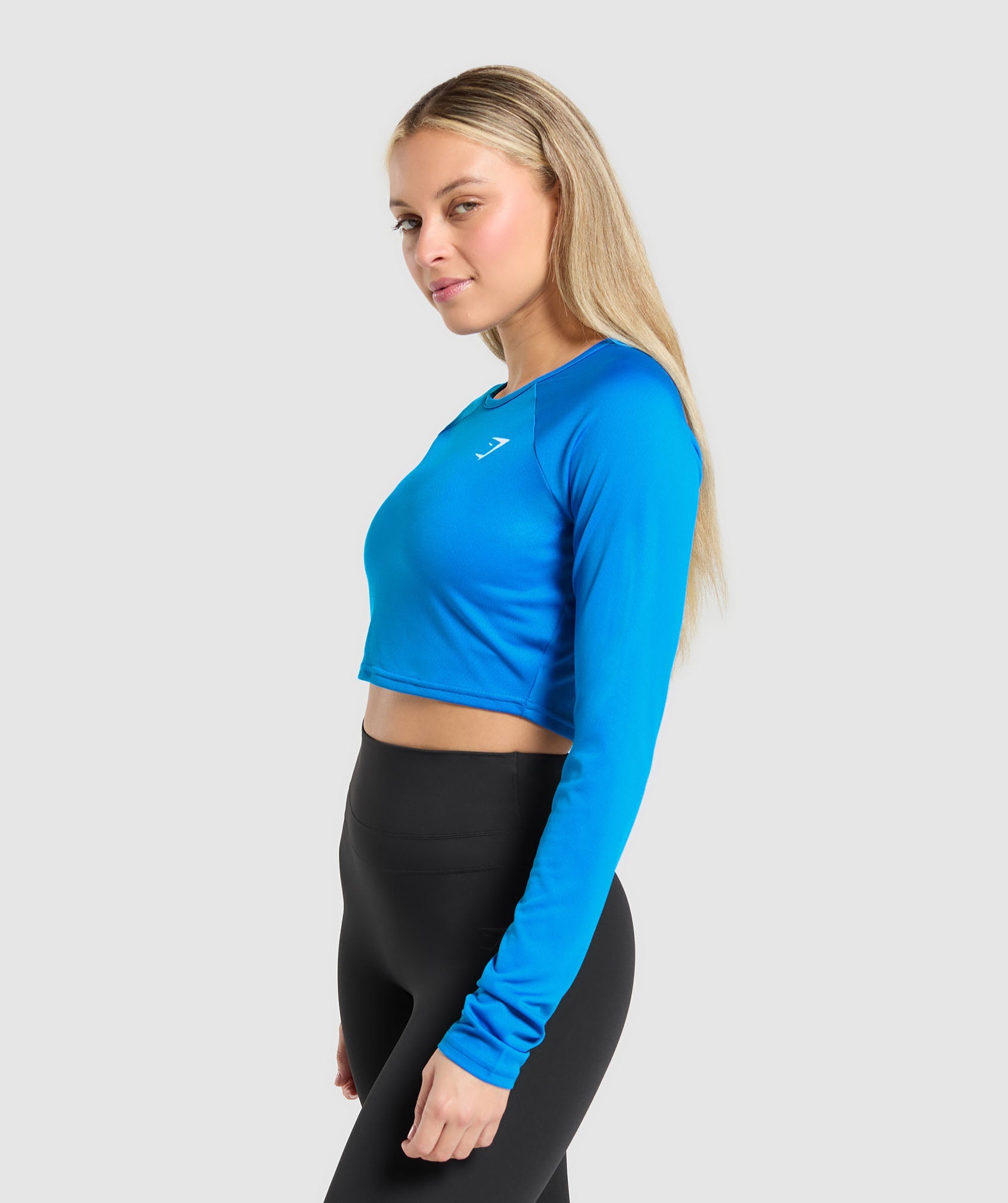 Training Long Sleeve Crop Top - Barbell Blue