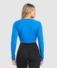 Training Long Sleeve Crop Top - Barbell Blue