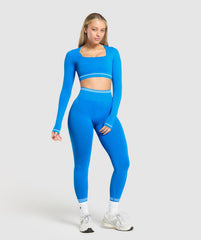 Contrast Seamless Crop Top - Barbell Blue
