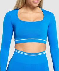 Contrast Seamless Crop Top - Barbell Blue