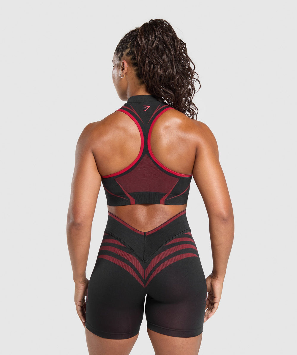 Apex Lift Seamless Crop Top - Black/Carmine Red